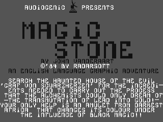 Magic Stone title screen for Commodore 64